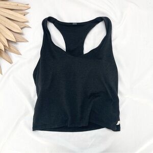 Vuori Halo Performance Crop 2.0 Black Heather Racerback Gym Tank Top Size Large